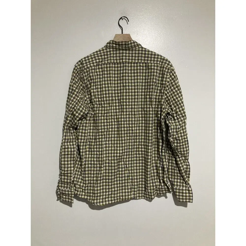 BANANA REPUBLIC MENS PINK PLAID BUTTON DOWN SHIRT Large UNTUCKED FIT
